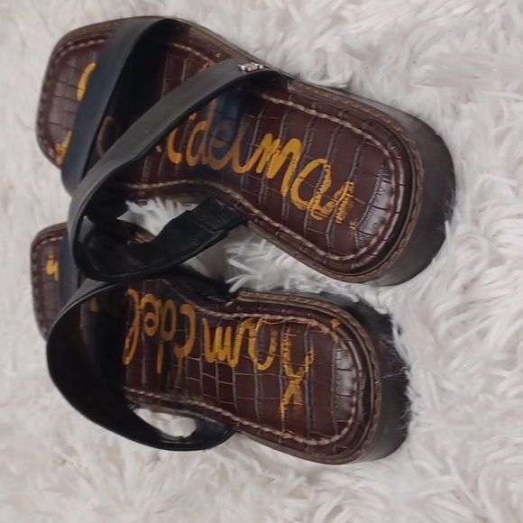 Sam Edeman Haydee Black Leather Double Strap Sandals Size 9.5 - Picture 9 of 12